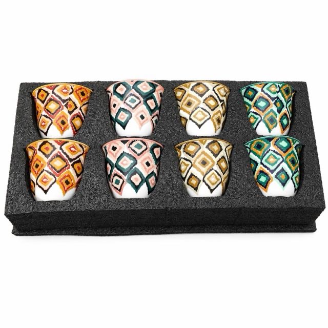 Boho Geometric Ceramic Cup 8Pcs Σετ δώρου για καφέ τσάι